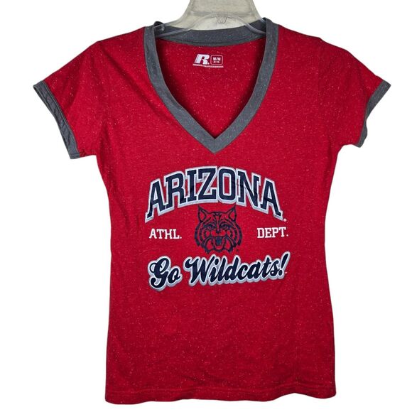 Russell University of Arizona Sz M T-Shirt Wildcats Red Speckled Short Sleeve - Picture 1 of 4